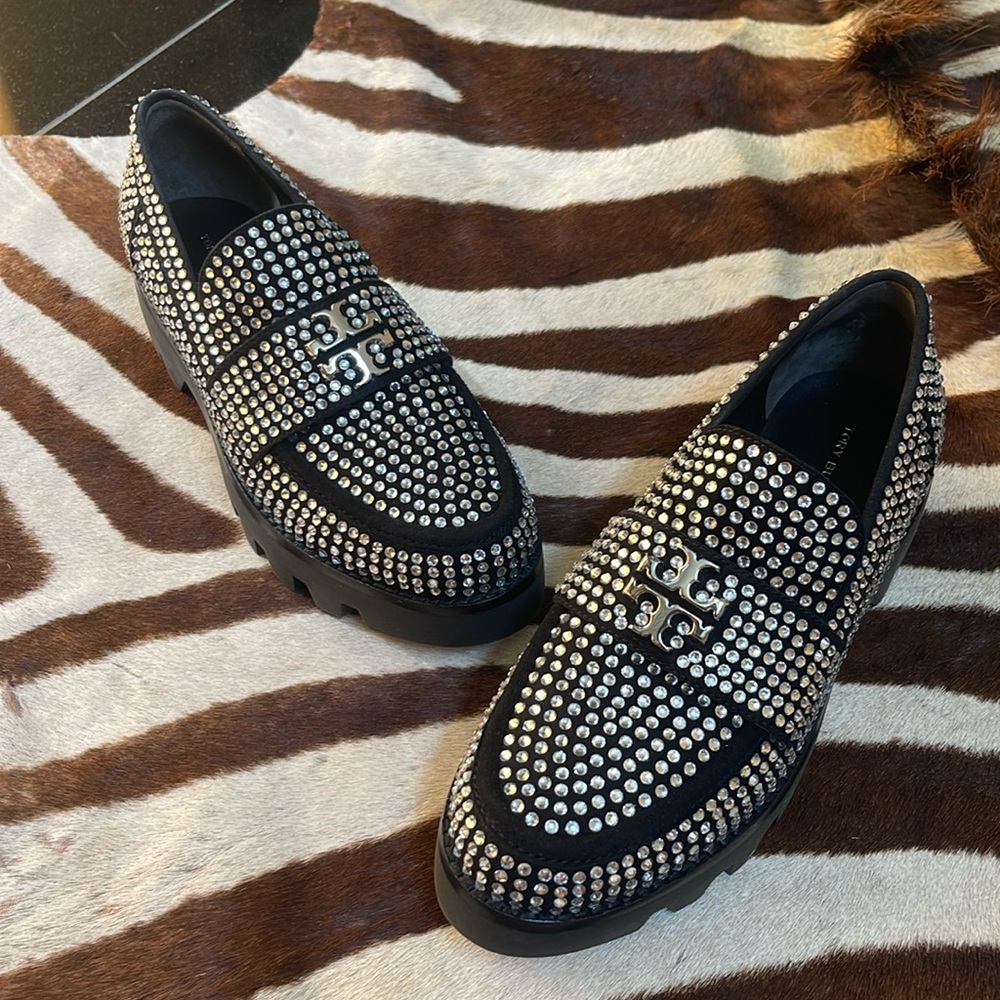 Tory Burch Crystal Lug Sole Loafers. Size 7